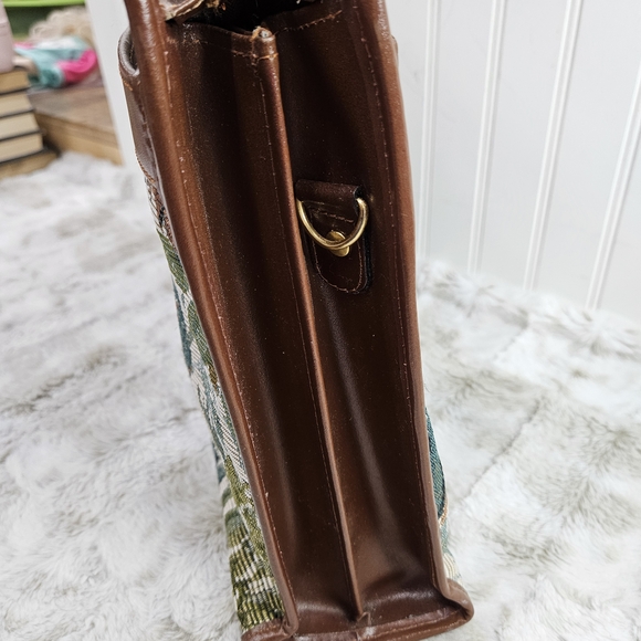 Floral Tapestry Satchel with Brown Accents - Picture 9 of 16